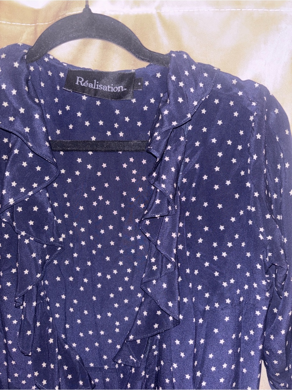 Realisation Par Navy Star Print Ruffle Wrap Dress - Picture 4 of 6